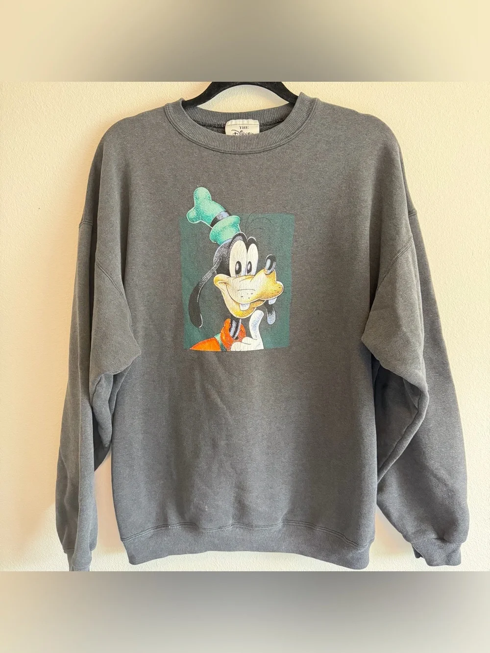 Vintage Disney Store Goofy Sweatshirt Adult XL Green 90's Black Distressed